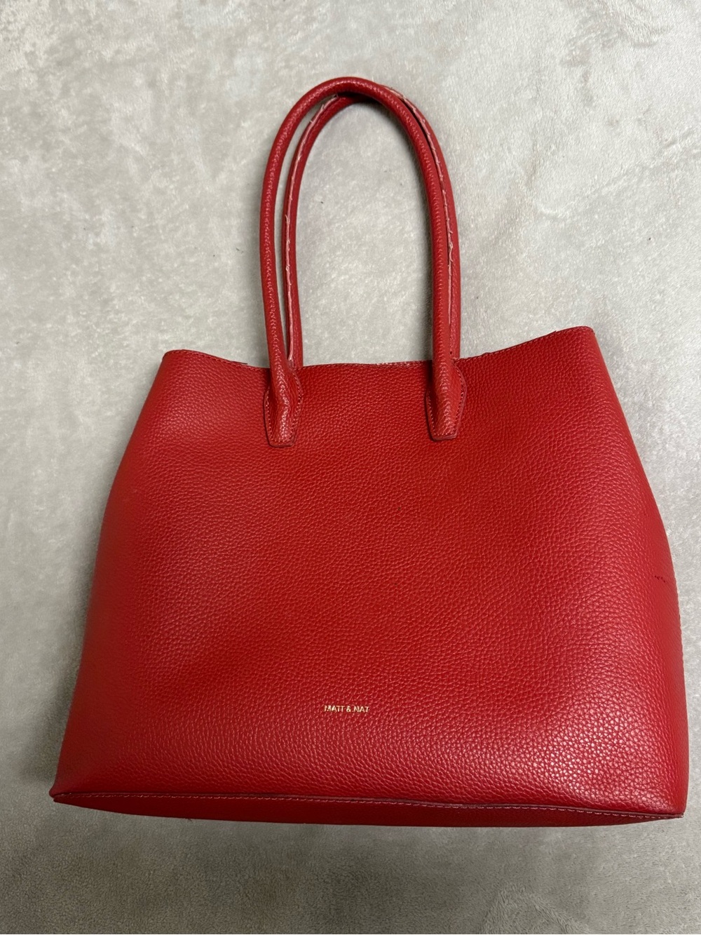 Red Pebbled Tote Bag with Double Handles